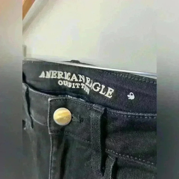 American Eagle Outfitters Women’s Black Short Stretch Denim Skinny Jeans  Punk 0 - Picture 6 of 10